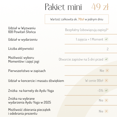 Pakiet Mini: 1x Moment, 1x Zajęcia